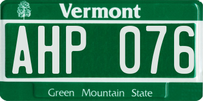VT license plate AHP076