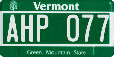 VT license plate AHP077