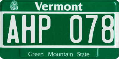 VT license plate AHP078