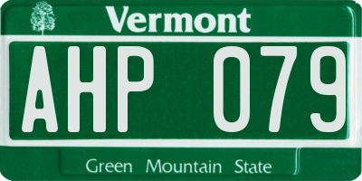 VT license plate AHP079