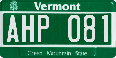 VT license plate AHP081