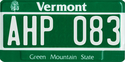 VT license plate AHP083