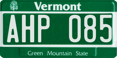 VT license plate AHP085