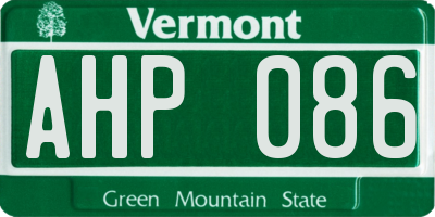 VT license plate AHP086