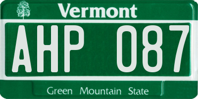 VT license plate AHP087