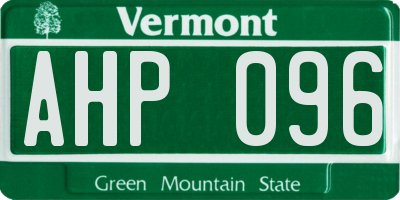 VT license plate AHP096
