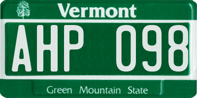 VT license plate AHP098