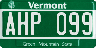 VT license plate AHP099