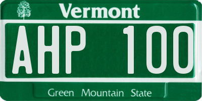 VT license plate AHP100