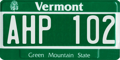 VT license plate AHP102