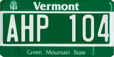VT license plate AHP104