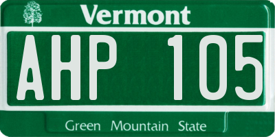 VT license plate AHP105