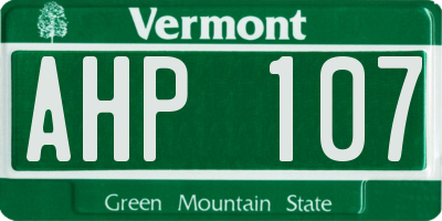 VT license plate AHP107