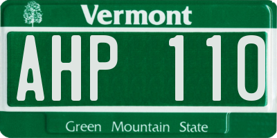 VT license plate AHP110