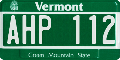 VT license plate AHP112