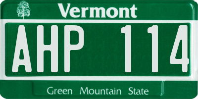 VT license plate AHP114