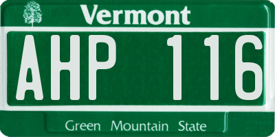 VT license plate AHP116