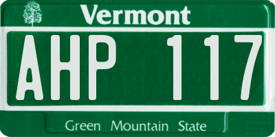 VT license plate AHP117