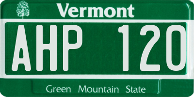 VT license plate AHP120