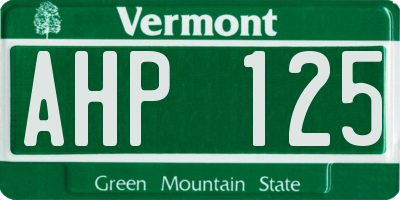 VT license plate AHP125