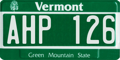 VT license plate AHP126