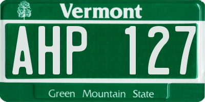 VT license plate AHP127