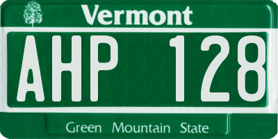 VT license plate AHP128