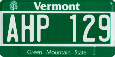 VT license plate AHP129