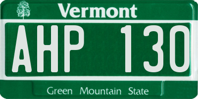VT license plate AHP130
