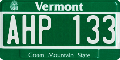 VT license plate AHP133