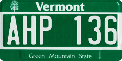 VT license plate AHP136
