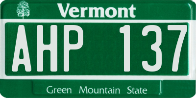 VT license plate AHP137