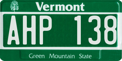 VT license plate AHP138