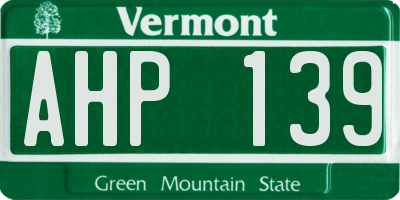 VT license plate AHP139