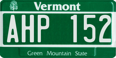VT license plate AHP152