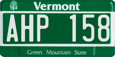 VT license plate AHP158