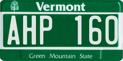 VT license plate AHP160