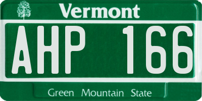 VT license plate AHP166