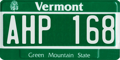 VT license plate AHP168