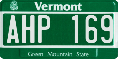 VT license plate AHP169