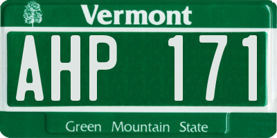 VT license plate AHP171