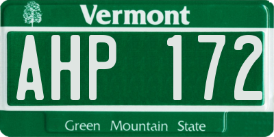 VT license plate AHP172