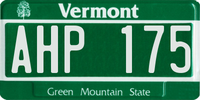 VT license plate AHP175
