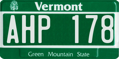 VT license plate AHP178
