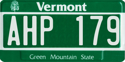 VT license plate AHP179