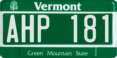 VT license plate AHP181