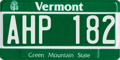 VT license plate AHP182