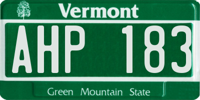 VT license plate AHP183