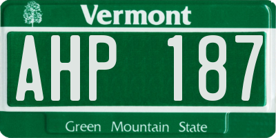 VT license plate AHP187