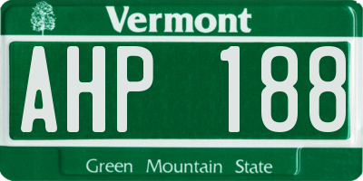 VT license plate AHP188